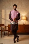 Yellow Outluk Wedding Vol 63 Linen Modi Jacket Kurta Pajama